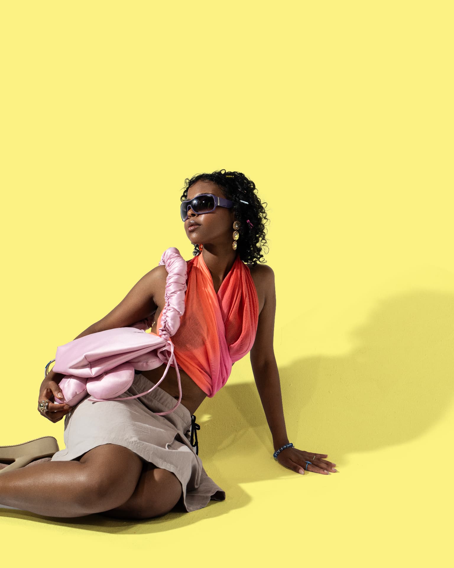 Yellow-background fashion portrait